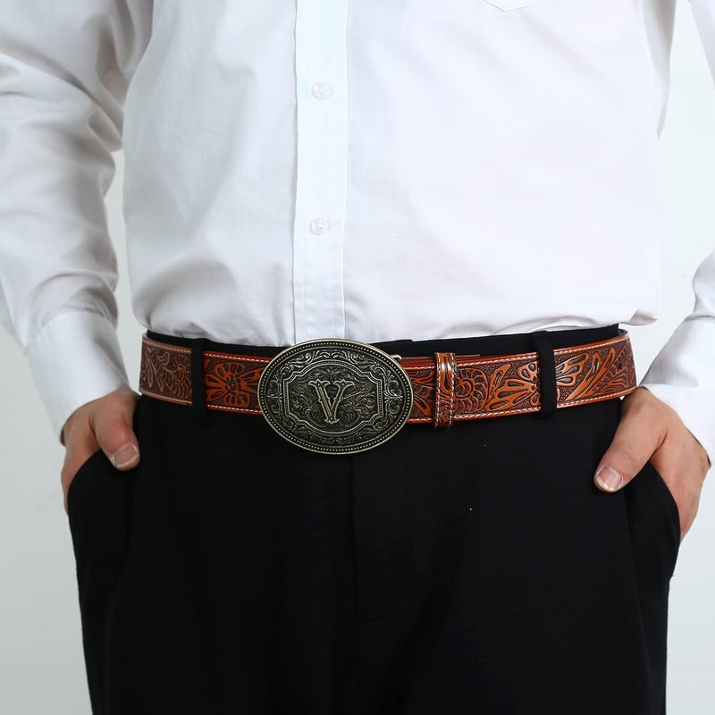 Fibbadet Store Belt Buckles Men Initial Letters A-Z Western Rodeo Cowboy Cowgirl Belt Buckle for Men Boys Halloween Birthday Party - Image 5